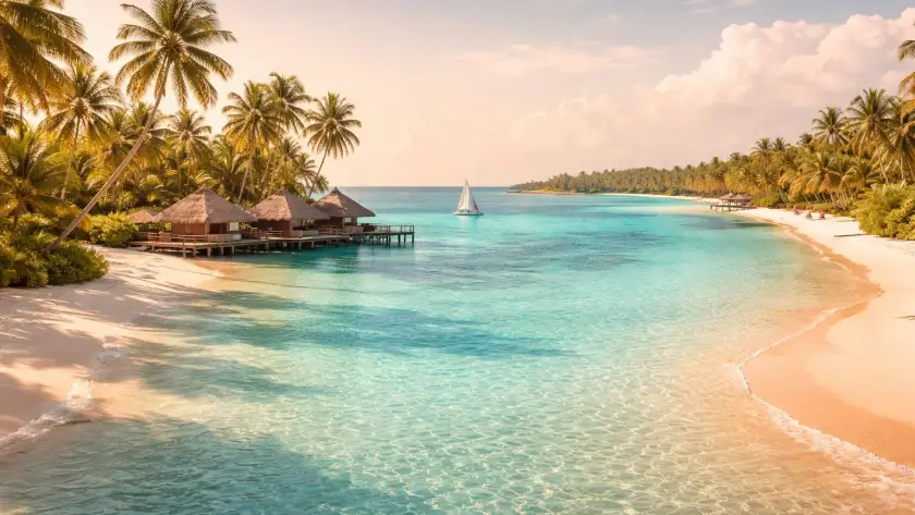 Scenic Maldives beach and lagoon