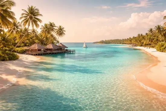 Scenic Maldives beach and lagoon
